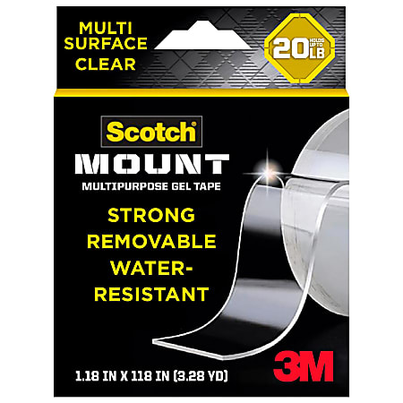 Scotch-Mount™ Multipurpose Gel Tape, 1.18” x 118”, 1 Pack, Holds up to 20 lbs, Double Sided Tape for Heavy Duty Applications