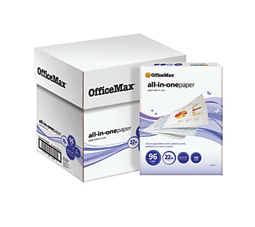 OfficeMax® All-In-One Paper, 96 Brightness, 2500 Sheets Per Case, Letter Paper Size, 22 Lb, 500 Sheets Per Ream, Case Of 5 Reams
