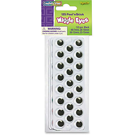 Creativity Street Peel N Stick Wiggle Eyes, Assorted Sizes, Black, Pack Of 137
