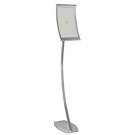 Azar Displays Curved Steel-Frame Floor Stand Sign Holder, 14" x 8 1/2", Silver