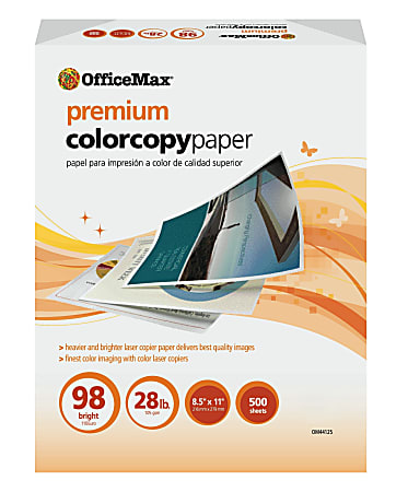 Office Depot® Color Copy Paper, 1 Ream, White, Letter (8.5" x 11"), 500 Sheets Per Ream, 28 Lb 98 Brightness
