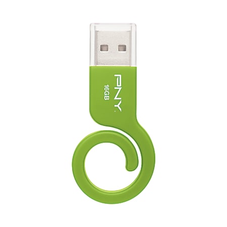 PNY® Monkey Tail USB 2.0 Flash Drive, 16GB, Green