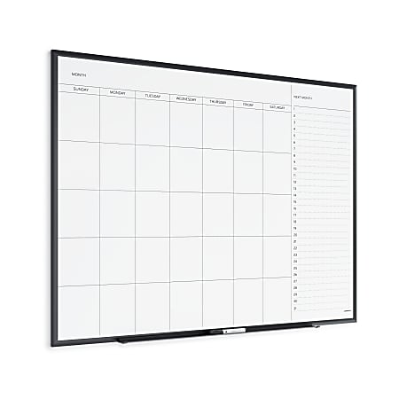 U Brands Magnetic Dry-Erase Monthly Calendar Board, 48" X 36", Black Aluminum Frame, Actual Size 47" X 35" (2900U00-01)
