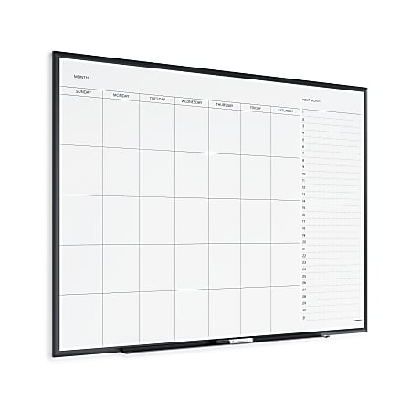 U Brands Magnetic Dry Erase Monthly Calendar Board, 47" X 35", Black Aluminum Frame