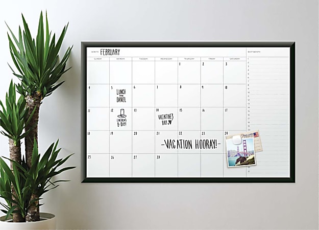 Offex 48" x 36" Wall Mount Magnetic Whiteboard Dry Erase Monthly Calendar 