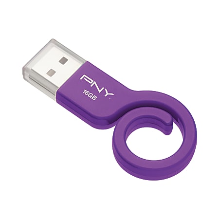 PNY Monkey Tail USB 2.0 Flash Drive 16GB Lavender - Office Depot