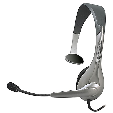 Cyber Acoustics AC-101R Mono On-Ear Headset, Platinum/Black