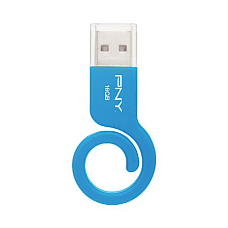 PNY® Monkey Tail USB 2.0 Flash Drive, 16GB, Blue