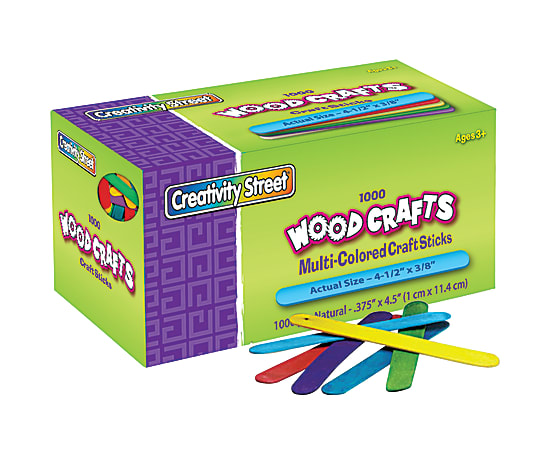Creativity Street Wood Crafts Regular Craft Sticks, 4 1/2" x 3/8" x 2mm, Color, Box Of 1,000