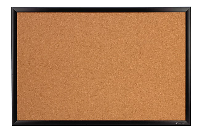 INFUSE Cork Bulletin Board, 36" x 48", Aluminum Frame With Black Finish