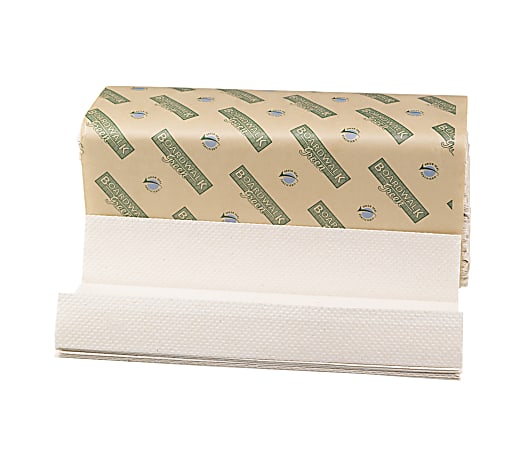 Boardwalk Green C-Fold Folded Towels, 10 1/8" x 13", 100% Recycled, Natural White, 150 Sheets Per Pack, Case Of 16 Packs