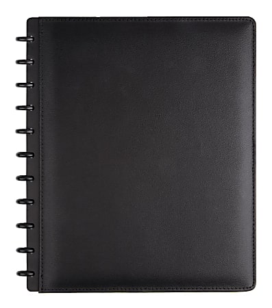TUL&reg; Discbound Notebook With Leather Cover, Letter Size, Narrow Ruled, 60 Sheets, Black