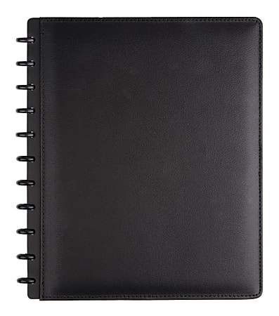 TUL® Discbound Notebook, Letter Size, Leather Cover, Narrow Ruled, 60 Sheets, Black