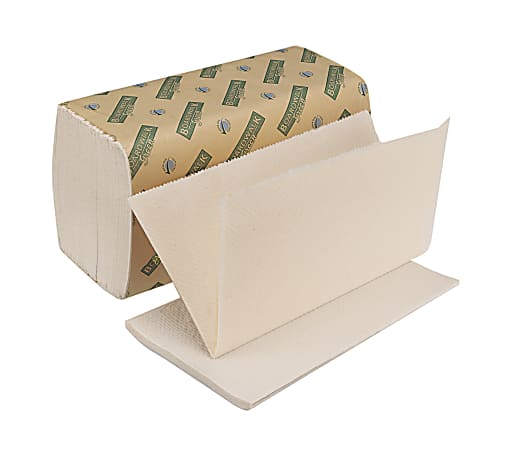 Boardwalk Green Single-Fold Paper Towels, 9" x 10", 100% Recycled, Natural White, 268 Towels Per Pack, Carton Of 15 Packs