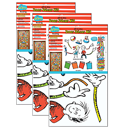 Eureka School Reading All-In-One Door Decor Kits, 45”, Dr. Seuss, 34 Pieces Per Kit, Pack Of 3 Kits