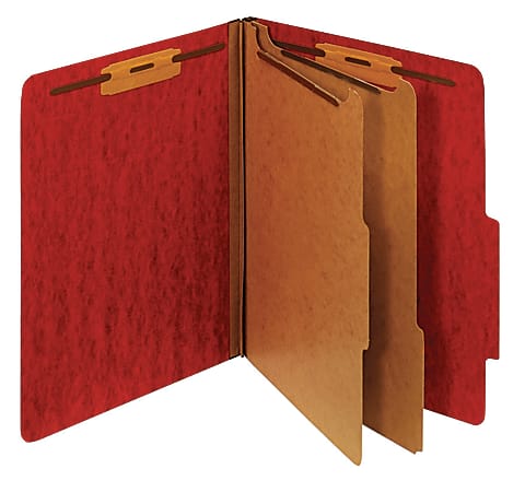 [IN]PLACE® Moisture-Resistant Classification Folders, Letter Size, 2 Dividers, 30% Recycled, Dark Red, Box Of 10