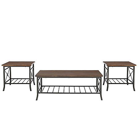 Powell Hepburn 3-Piece Table Set, Brown/Gray