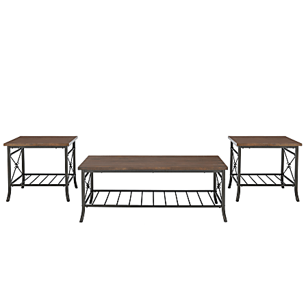 Powell Hepburn 3-Piece Table Set, Brown/Gray