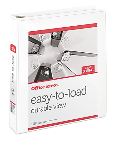 Office Depot® Brand Heavy-Duty Easy-To-Load View 3-Ring Binder, 1 1/2" D-Rings, White