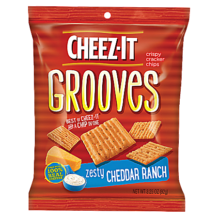 Cheez-It Grooves™ Zesty Cheddar Ranch, 3.25 Oz, Carton Of 6