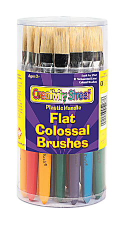 Chenille Kraft Creativity Street Colossal Paint Brushes, Natural, Flat, Assorted, Set Of 30