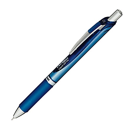 Pentel® EnerGel™ Deluxe RTX Retractable Liquid Gel Pen, Fine Point, 0.5 mm, 54% Recycled, Blue Barrel, Blue Ink