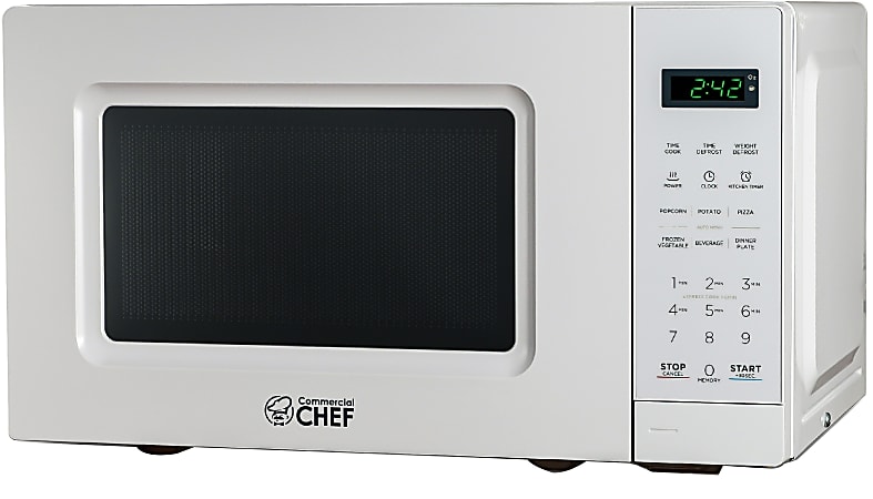 Commercial Chef Small Countertop Microwave With Digital Display 0.7 Cu Ft White Office Depot
