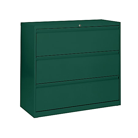 Sandusky® 800 36"W Lateral 3-Drawer File Cabinet, Metal, Forest Green