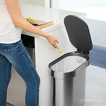 simplehuman Slim Stainless Steel Step Trash Can, 12 Gallon, Stainless  Steel/Gray