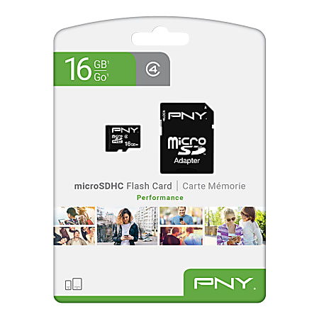 PNY Performance Class 4 microSDHC™ Memory Card, 16GB, P-SDU164-GE
