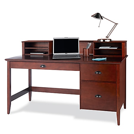 Foremost® Hudson Wood Veneer Desk And Hutch, 38"H x 60"W x 28"D, Classic Cherry