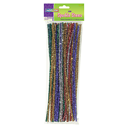 Creativity Street Jumbo Sparkly Stem Pipe Cleaners - Craft Project, Classroom - 236.2 mil - 1000 / Box - Assorted - Polyester