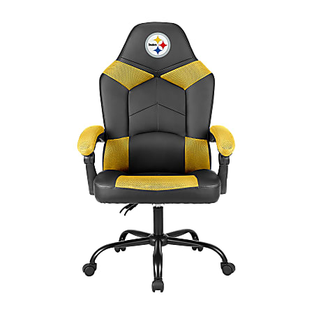 Imperial Adjustable Oversized Vinyl High-Back Office Task Chair, NFL Pittsburgh Steelers, Black/Yellow