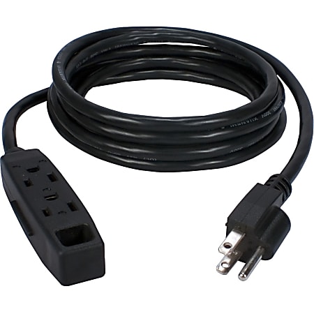 QVS 3-Outlet 3-Prong 6ft Power Extension Cord - For Computer, Electronic Equipment - 120 V AC / 13 A - Black - 6 ft Cord Length - NEMA 5-15P / NEMA 5-15R - 1