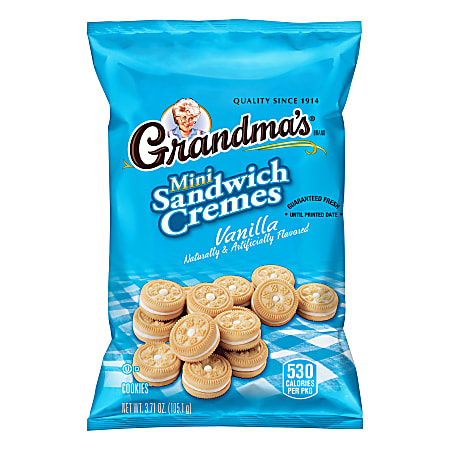 Grandma's Vanilla Mini Sandwich Crèmes, 3.71 Oz Bag, Box Of 24 Bags
