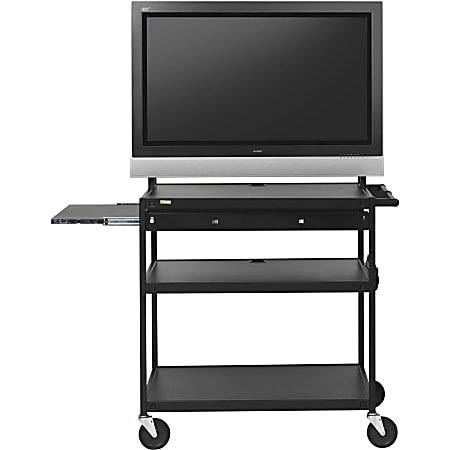 Bretford Bssics FP60MUL-E5BK Flat Panel Cart - 37" to 52" Screen Support - 100 lb Load Capacity - 4 x Shelf(ves) - 66" Height x 37" Width x 27" Depth - Powder Coated - Steel - Black