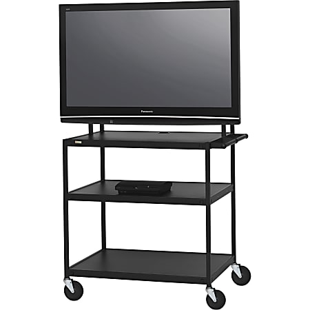 Bretford Basics FP60UL-E5BK Flat Panel Cart - 37" to 52" Screen Support - 100 lb Load Capacity - 3 x Shelf(ves) - 66" Height x 37" Width x 27" Depth - Powder Coated - Steel - Black