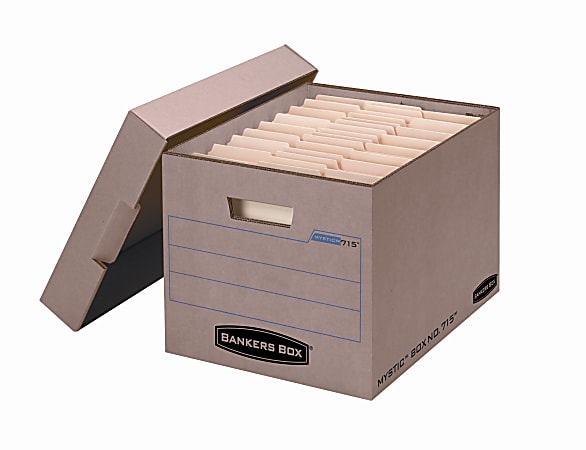 Bankers Box® Mystic™ Storage Boxes With Lift-Off Lids, Letter/Legal Size, 10" x 12" x 15", 85% Recycled, Kraft, Case Of 25