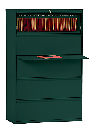 Sandusky® 800 36"W Lateral 5-Drawer File Cabinet, Metal, Forest Green