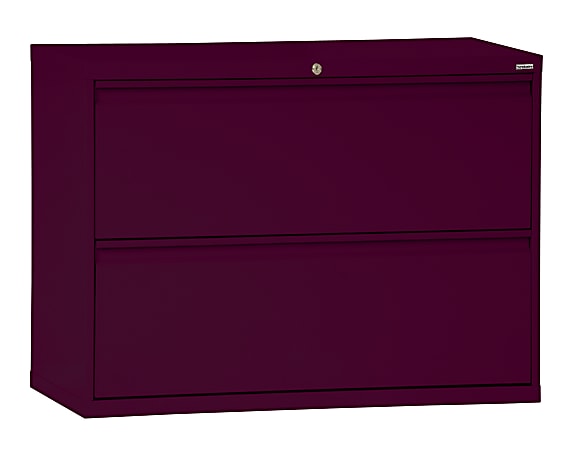 Sandusky® 800 42"W Lateral 2-Drawer File Cabinet, Metal, Burgundy