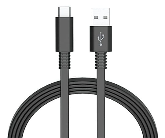Ativa® Flat USB Type-C-To-USB-Type-A Cable, 6', Black, 41530