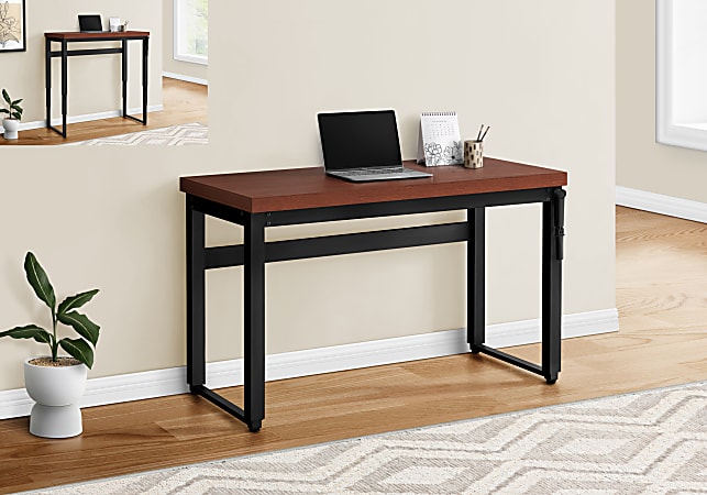 Monarch Specialties Watts 48"W Adjustable-Height Computer Desk, Cherry/Black