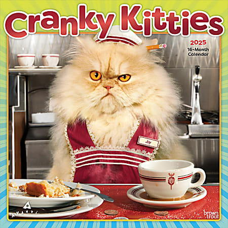 2025 BrownTrout Avanti Cranky Kitties Monthly Square Wall Calendar, 12" x 12", Fun and Humor, Jan to Dec 2025, 9781975479664