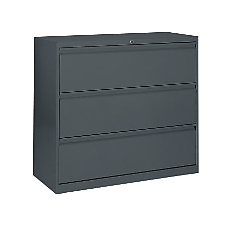 Sandusky® 800 42"W Lateral 3-Drawer File Cabinet, Metal, Charcoal