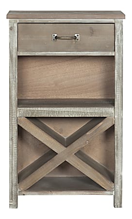 Powell® Home Fashions Scrofano 1-Drawer Cabinet, 32-7/8"H x 19-5/8"W x 14-3/8"D, Distressed Brown