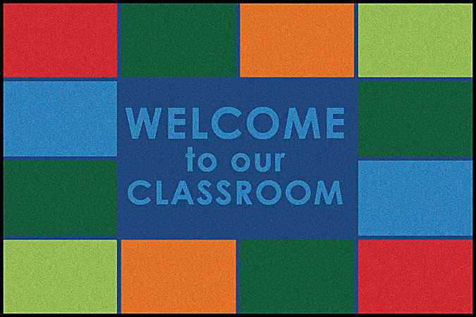 Carpets for Kids® KID$Value Rugs™ Classroom Welcome Activity Rug, 4' x 6' , Blue