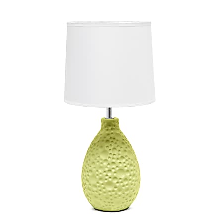 Simple Designs Textured Stucco Ceramic Oval Table Lamp, Green