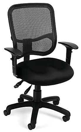OFM Mesh Comfort Series Fabric Mid-Back Task Chair With Arms, Black