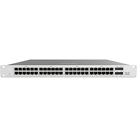 Meraki MS120-48 1G L2 Cloud Managed 48X - 48 Ports - Manageable - 2 Layer Supported - Modular - 4 SFP Slots - 36 W Power Consumption - Twisted Pair, Optical Fiber - 1U High - Rack-mountable, Desktop - Lifetime Limited Warranty