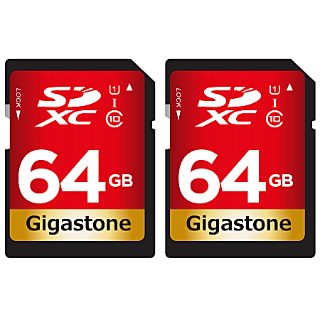 Dane-Elec Gigastone Class 10 UHS-I U1 SDXC Cards, 64GB, Pack Of 2 Cards